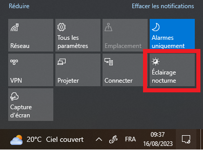 Activer la lumière bleue sur Windows 10